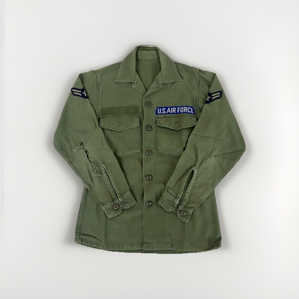 Vintage USAF Sateen Og-107 Field Shirt Sz Small  Vietnam 1960s Air Force FLAWS